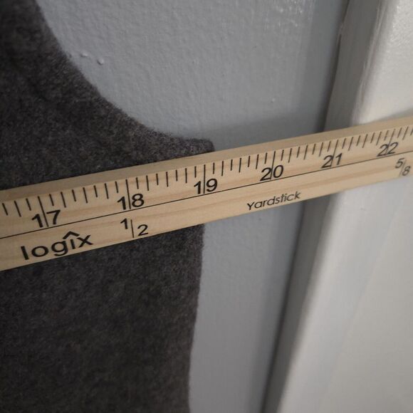 Talbots Gray 100% Wool‎ Detachable Black Faux Fur Collar Vtg Vest Size Med - Picture 5 of 9